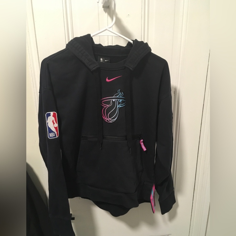 NBA Black Hoodie with Pink and Blue Accents